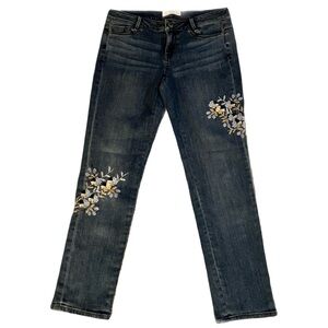 J Jill Weekender Jeans, Sz. 2P, Embroidered, Straight Leg